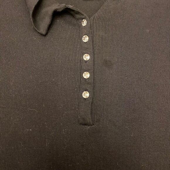 Talbots Black Modern Polo with Mandarin Collar and Rhinestone Buttons‎ Sz XL - Picture 16 of 16